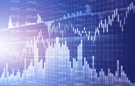 financial stock market graphs and chart. Digital illustrationの写真素材