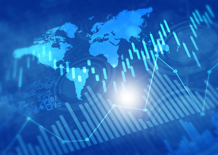 Financial stock market graphs and chart. Digital illustrationの写真素材