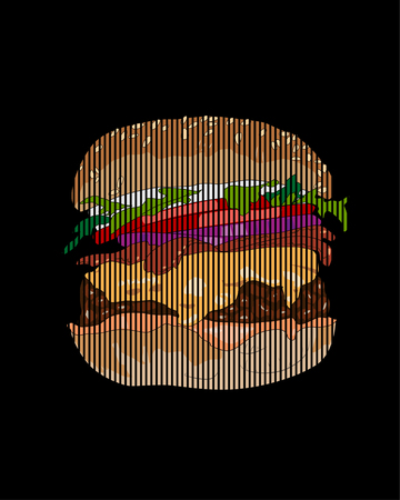 Burger on dark background, vector illustrationのイラスト素材