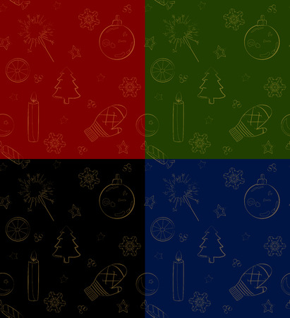 Seamless Christmas pattern, yellow circuit, vector illustrationのイラスト素材