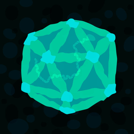 Picornavirales virus on dark background, vector illustration