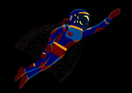 Astronaut flies, vector illustrationのイラスト素材