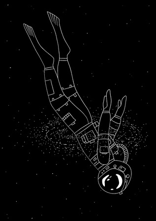 Astronaut dives in galaxy, vector illustrationのイラスト素材