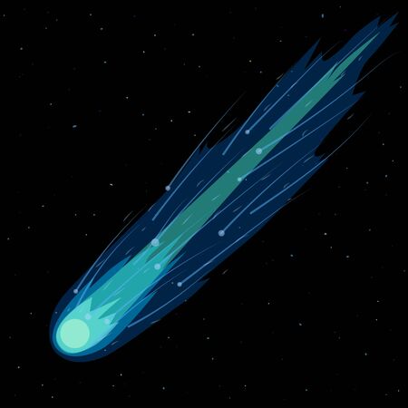 Comet on starry sky, vector illustrationのイラスト素材