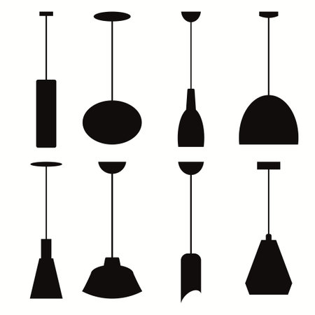 Set of different pendant lamps isolated on whiteのイラスト素材