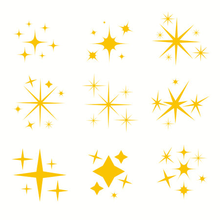Yellow sparkles symbols vector. The set of original vector stars.のイラスト素材