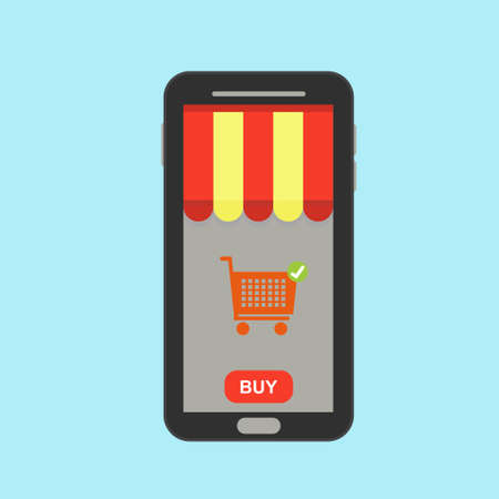 Mobile phone mockup with store awningのイラスト素材