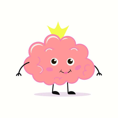 Creative illustration of king strong happy pink human brain characterのイラスト素材