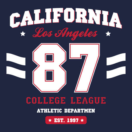 College league print for t-shirt design. Los Angeles, California typography graphics for college appareのイラスト素材
