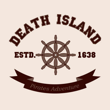 Pirates vector emblems, labels, badges or logos on light brown background. vectorのイラスト素材