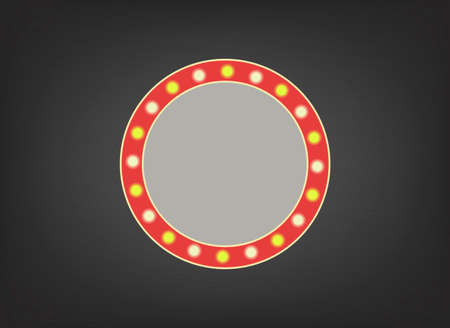 Realistic isolated retro circle billboard for decoration and covering on black backgroundのイラスト素材