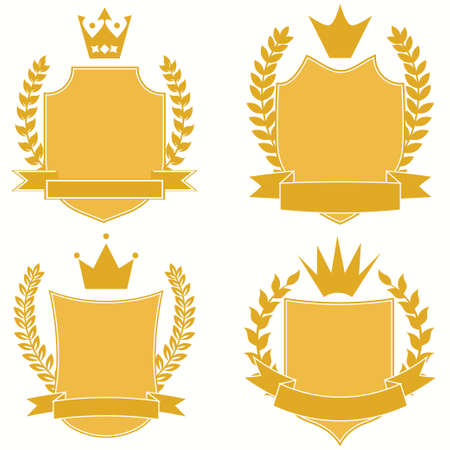 Coat of arms Heraldic emblem icon set luxuryのイラスト素材