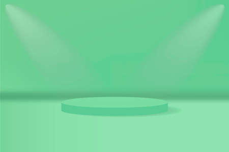 Stage podium with lighting, Stage Podium Scene with on Light green Backgroundのイラスト素材