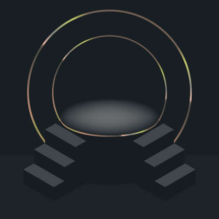 Realistic isolated retro circle billboard for decoration and covering on black backgroundのイラスト素材