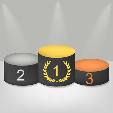 Illuminated Winners podium on grey backgroundのイラスト素材