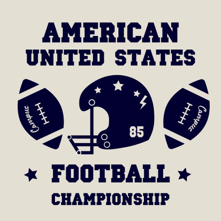 sport label , badge, crest american football for flayer poster logo or t-shirt apparel clothing print with lettering and ball. Vectorのイラスト素材