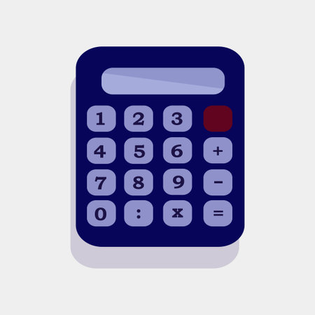 Basic calculator with set of digits isolated on white. Flat designのイラスト素材