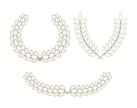 Set silhouette laurel foliate wreath.Vectorのイラスト素材