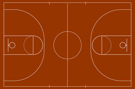 Isolated basketball field for ball game on a brown field. Competitive sport on the site. Stadium with markings. Vector stock graphics.のイラスト素材