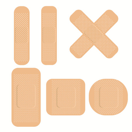 set of medical band plaster or first aid medical adhesive bandages or medical patch plasters concept.のイラスト素材