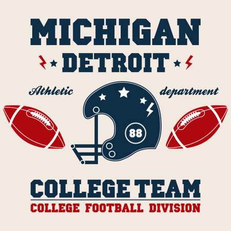 American football graphic, college vector graphic for fashion and printingのイラスト素材