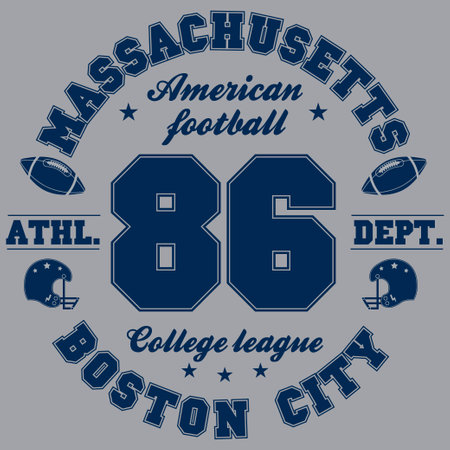 College American football team patches collage vintage vector print for man kid boy t shirt. Vectorのイラスト素材