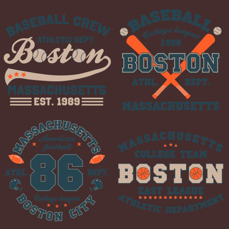 Set of creative t-shirt graphic designs. Boston, Massachusetts. Vectorのイラスト素材