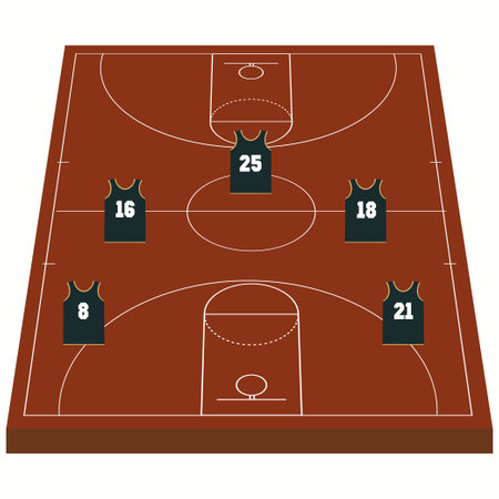 basketball field illustration isolated on grey backgroundのイラスト素材