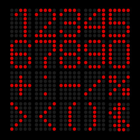 Led panel with numbers. Board, display, font, scoreboard.のイラスト素材