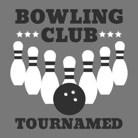 Vector style bowling logo, icon, symbol. Bowling ball and bowling pins illustration.のイラスト素材