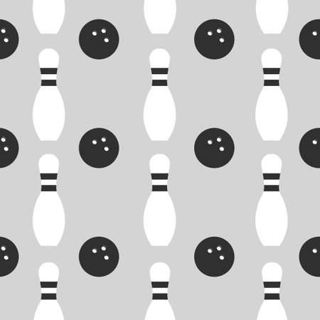 Bowling Balls And Pins Seamless Pattern. Vectorのイラスト素材