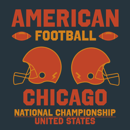 American football champions league badge, logo, label, insignia in retro color style. Vectorのイラスト素材