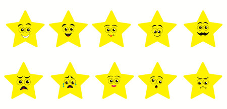 Smiling stars cartoon vector design illustration isolated on white backgroundのイラスト素材