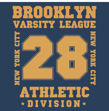 Athletic Brooklyn New York City typography design for tshirt print. Sports, athletic t-shirt graphicsのイラスト素材