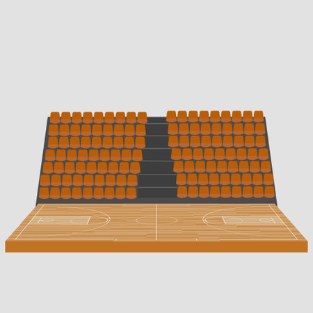 Field to play basketball team game and seats for fan sector spectators.のイラスト素材