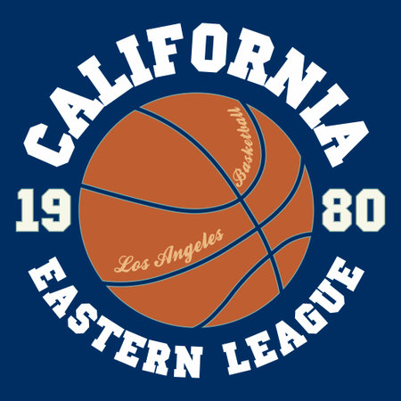 Basketball t-shirt graphic design. California team typography emblem, Print for sportswear apparelのイラスト素材