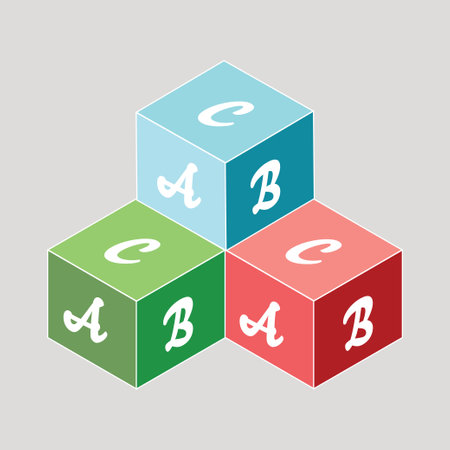 Alphabet blocks. Toys icon. Kids toys icon isolated on grey background. Transparent background, minimalist symbol. Vector imagesのイラスト素材