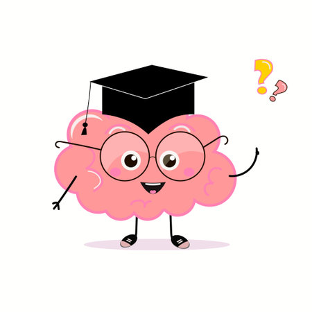Pink color smile brain weights on white background. Very strong cartoon brain concept. Vectorのイラスト素材