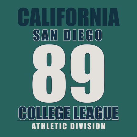 San Diego typography graphics. Print for number t-shirt, design of athletic clothes. Stamp for sport original apparel. Vectorのイラスト素材