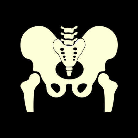 Hip bone icon on black background. Vector