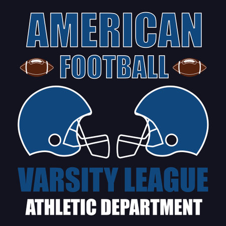 T-shirt graphics, design, print, typography, label with football helmet and ball.のイラスト素材