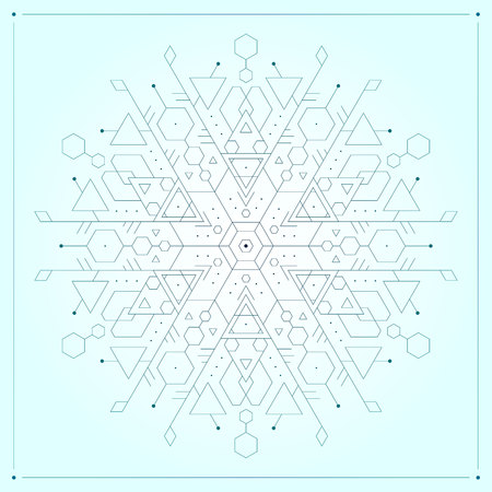 Light blue geometric minimalistic modern vector snowflakeのイラスト素材