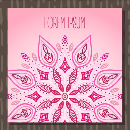 Tender babypink handdrawn mandala vector postcard backgroundのイラスト素材