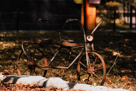 tandem bicycle sculptureの写真素材