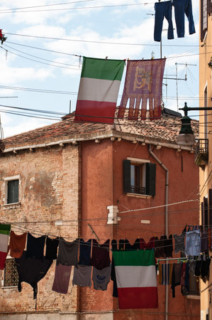 Arsenale Street with Washing Strung Acrossの写真素材