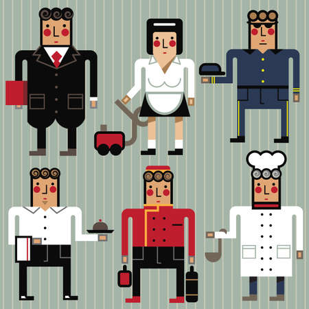 Set of trade characters in hotel and restaurant businessのイラスト素材