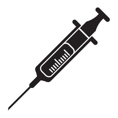 Silhouette of syringe, isolated on white background のイラスト素材