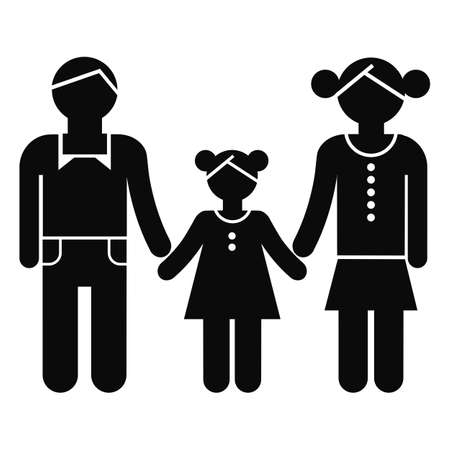 Family silhoutte in black isolated on white backgroundのイラスト素材