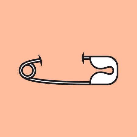Simple illustration of safety pin on cloth のイラスト素材