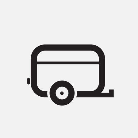 Black caravan silhouette, isolated on light grey background.のイラスト素材